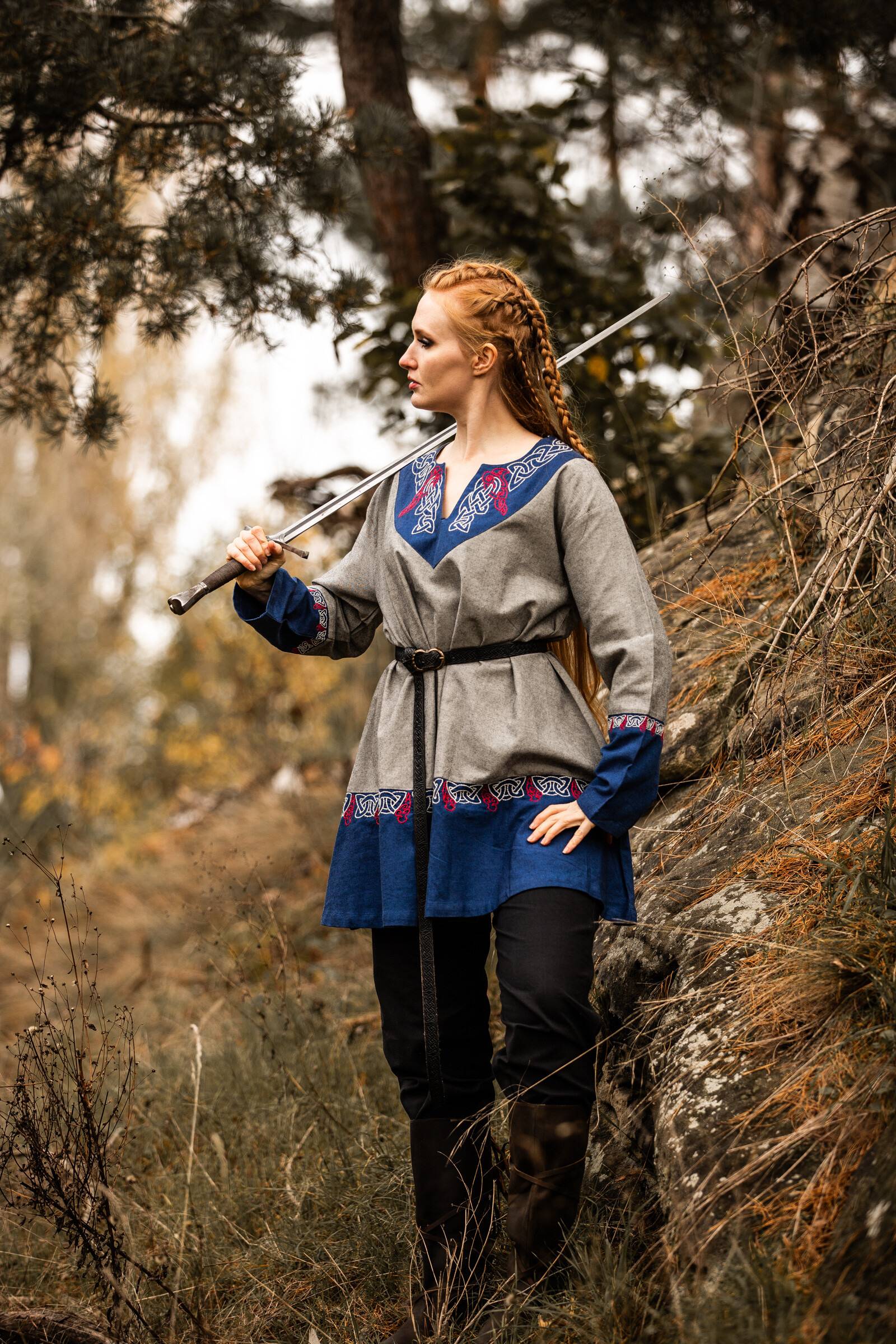 Vikingtuniek in grijs-blauw