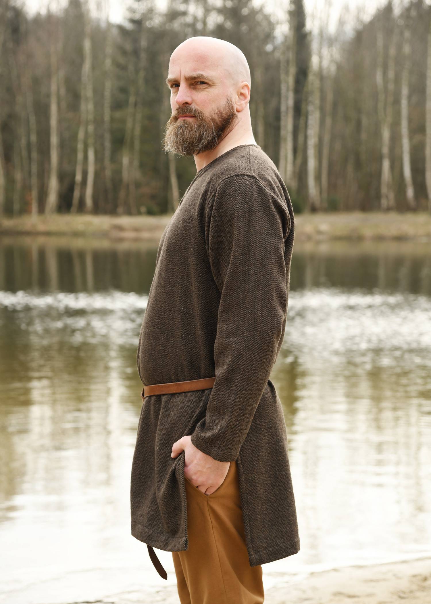 Vikingtuniek, visgraat, bruin