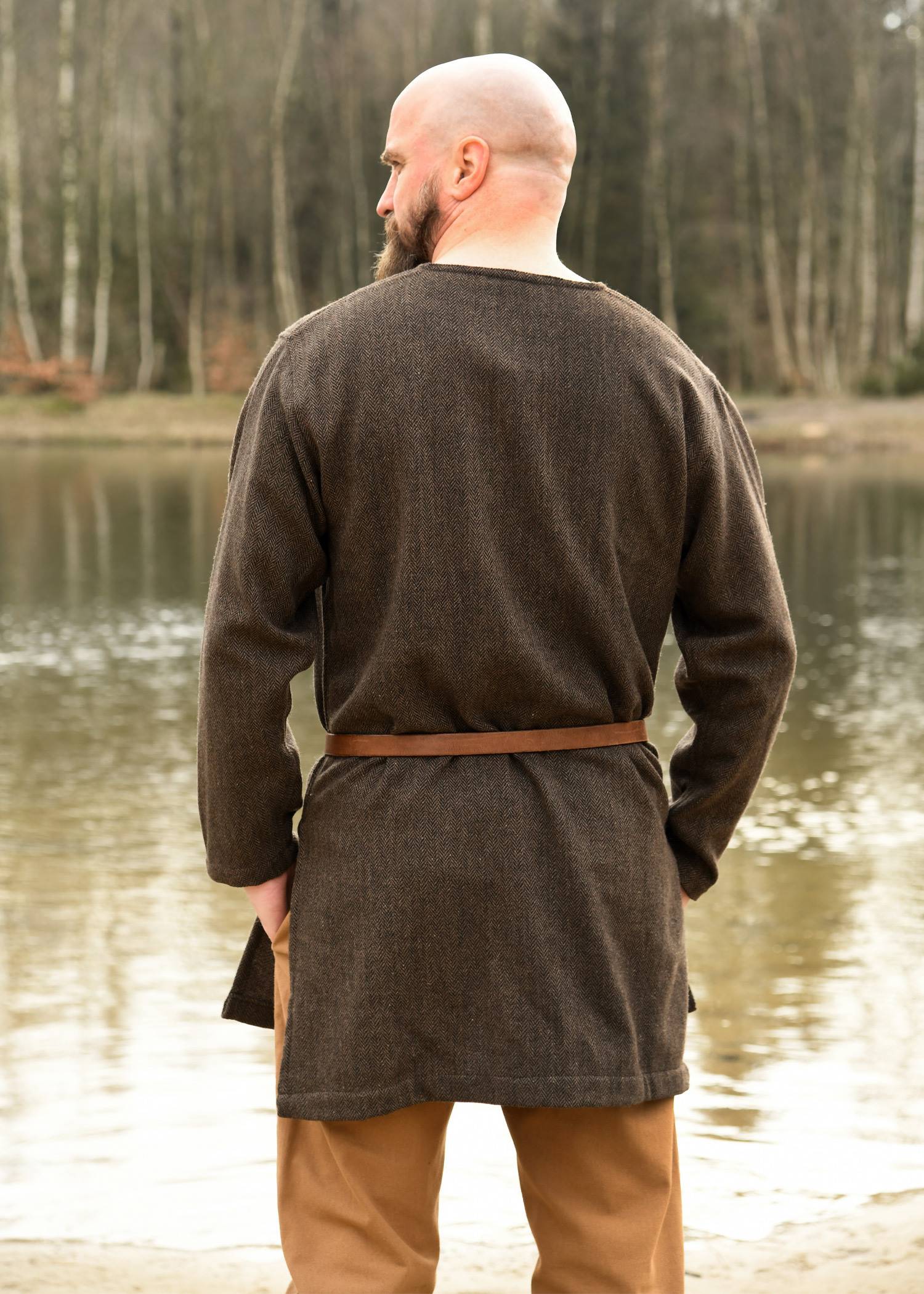 Vikingtuniek, visgraat, bruin