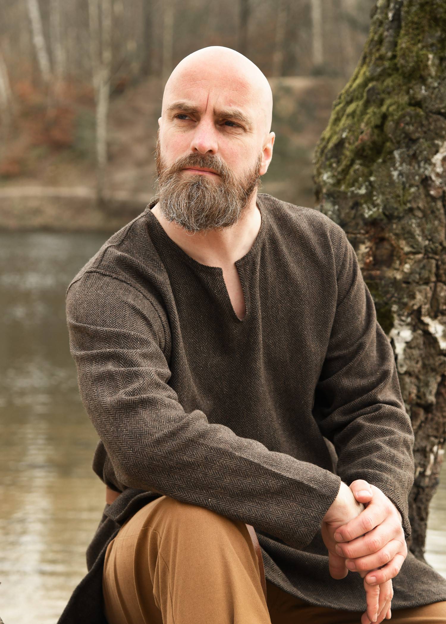 Vikingtuniek, visgraat, bruin