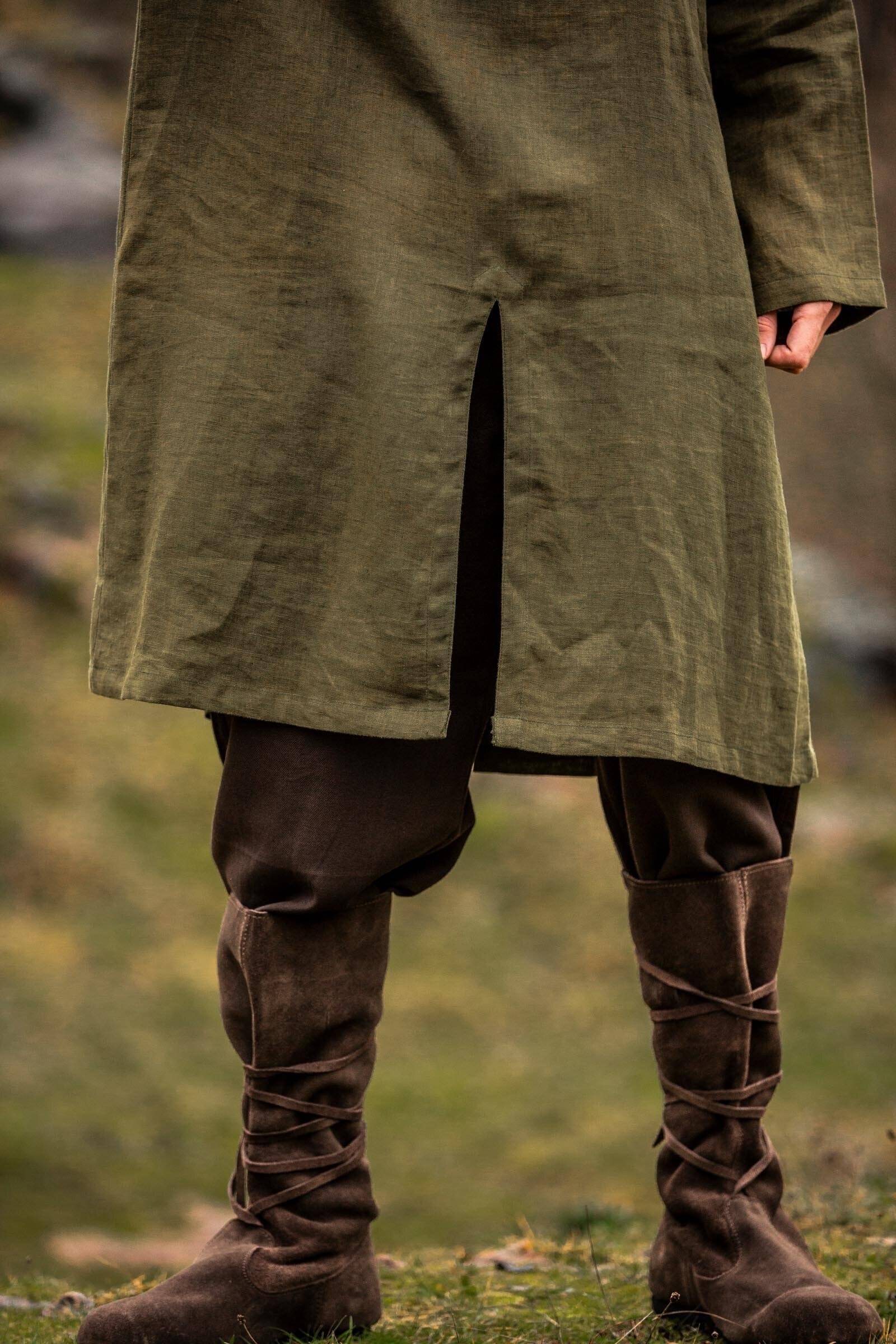 Viking herentuniek, linnen met V-hals in groen