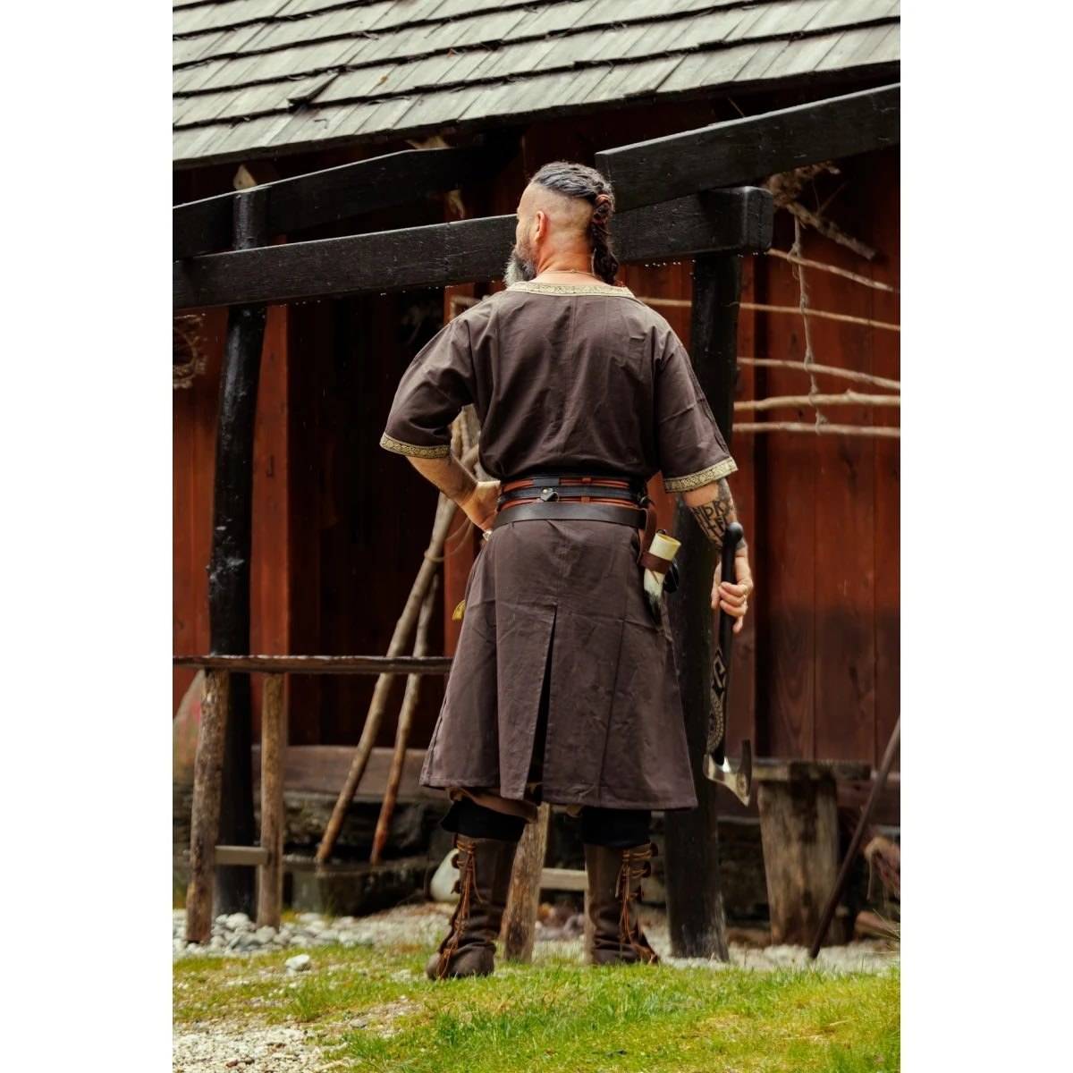 Viking-Romeins-Middeleeuwse Tuniek, Katoen in Bruin