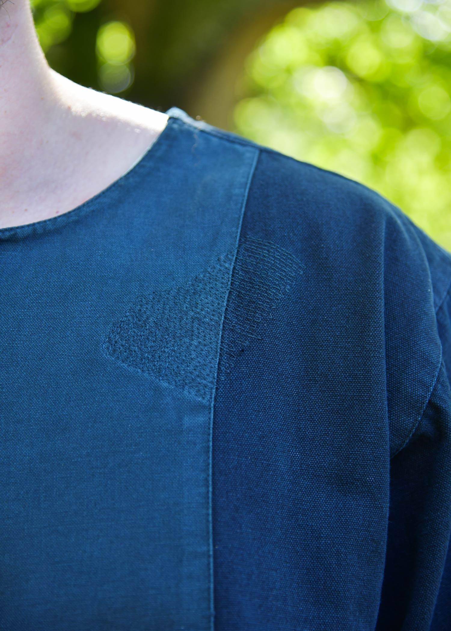 Vikingtuniek in Blauw voor heren met borduursels