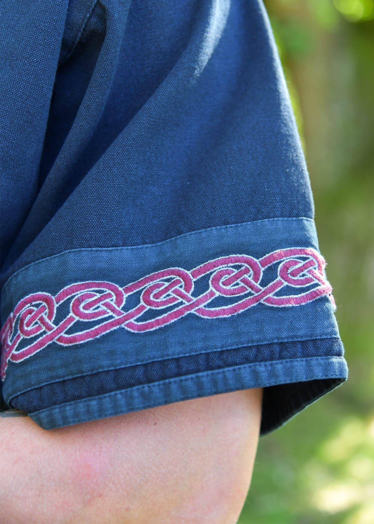 Vikingtuniek in Blauw voor heren met borduursels