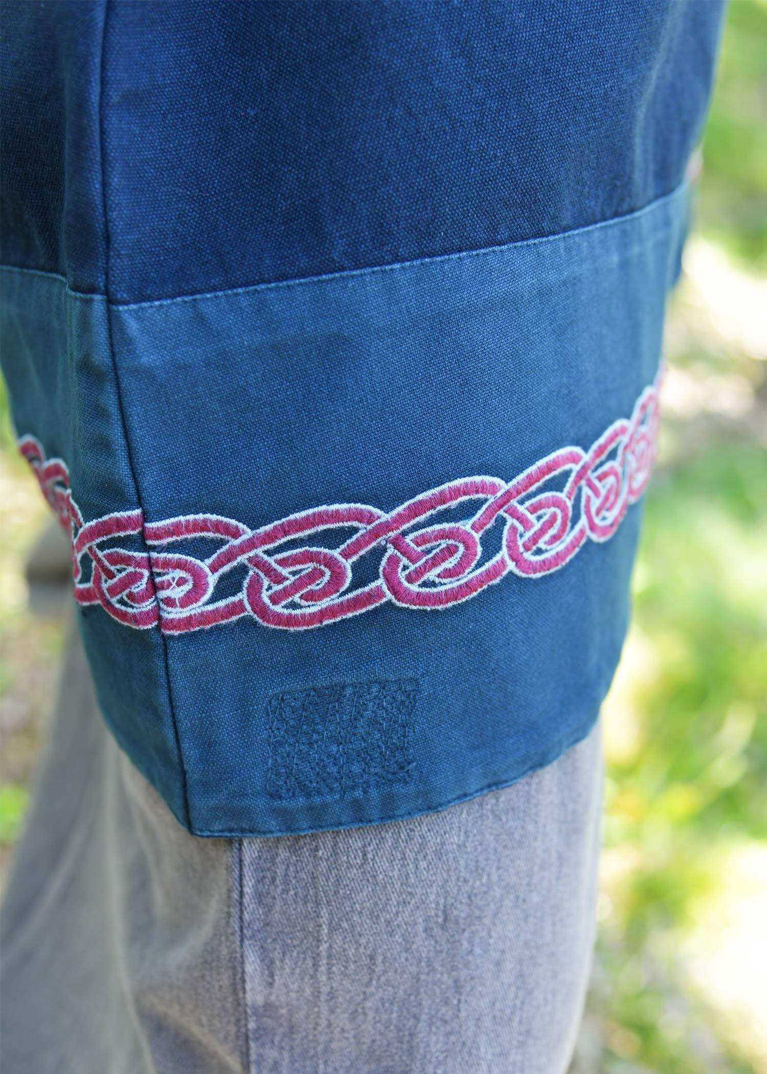 Vikingtuniek in Blauw voor heren met borduursels