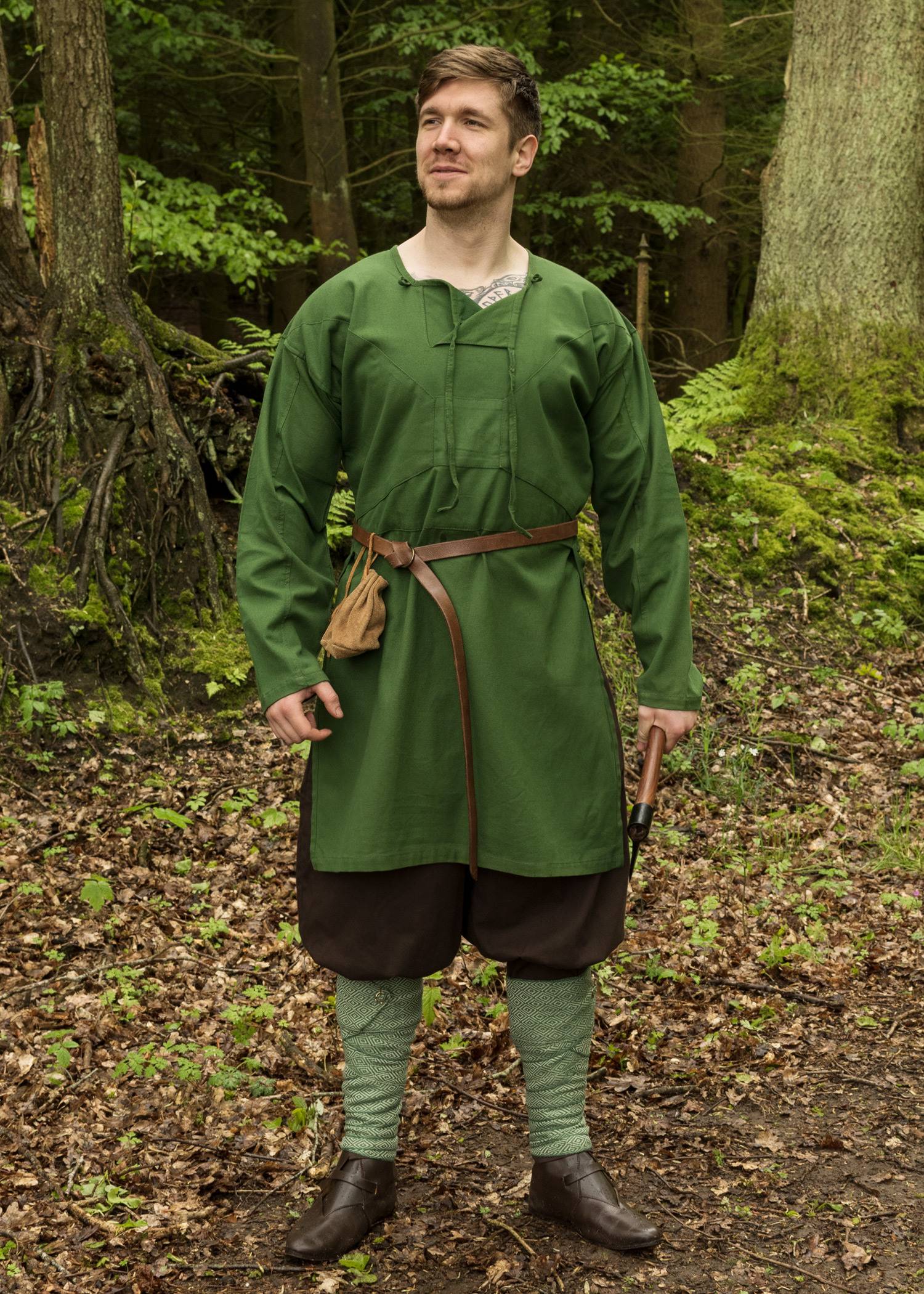 Viking Tuniek, Katoen `Viborg Rekonstruktion` 11e eeuws in Groen