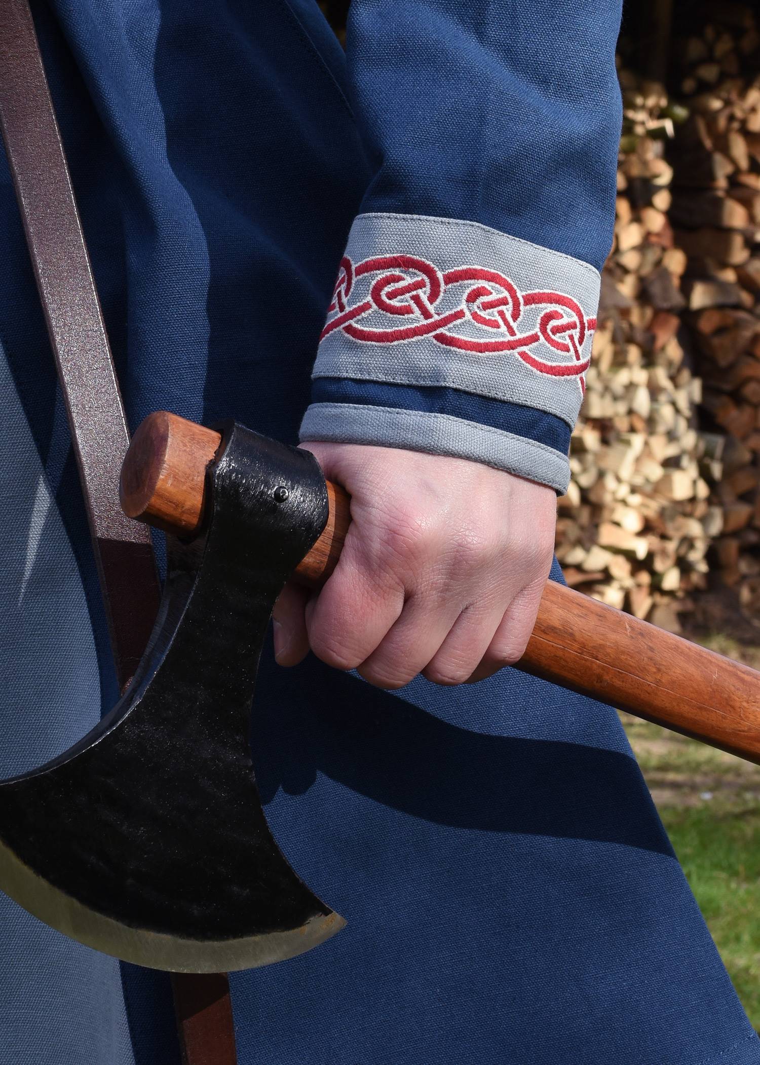 Wikinger Tunika mit Stickerei, blau