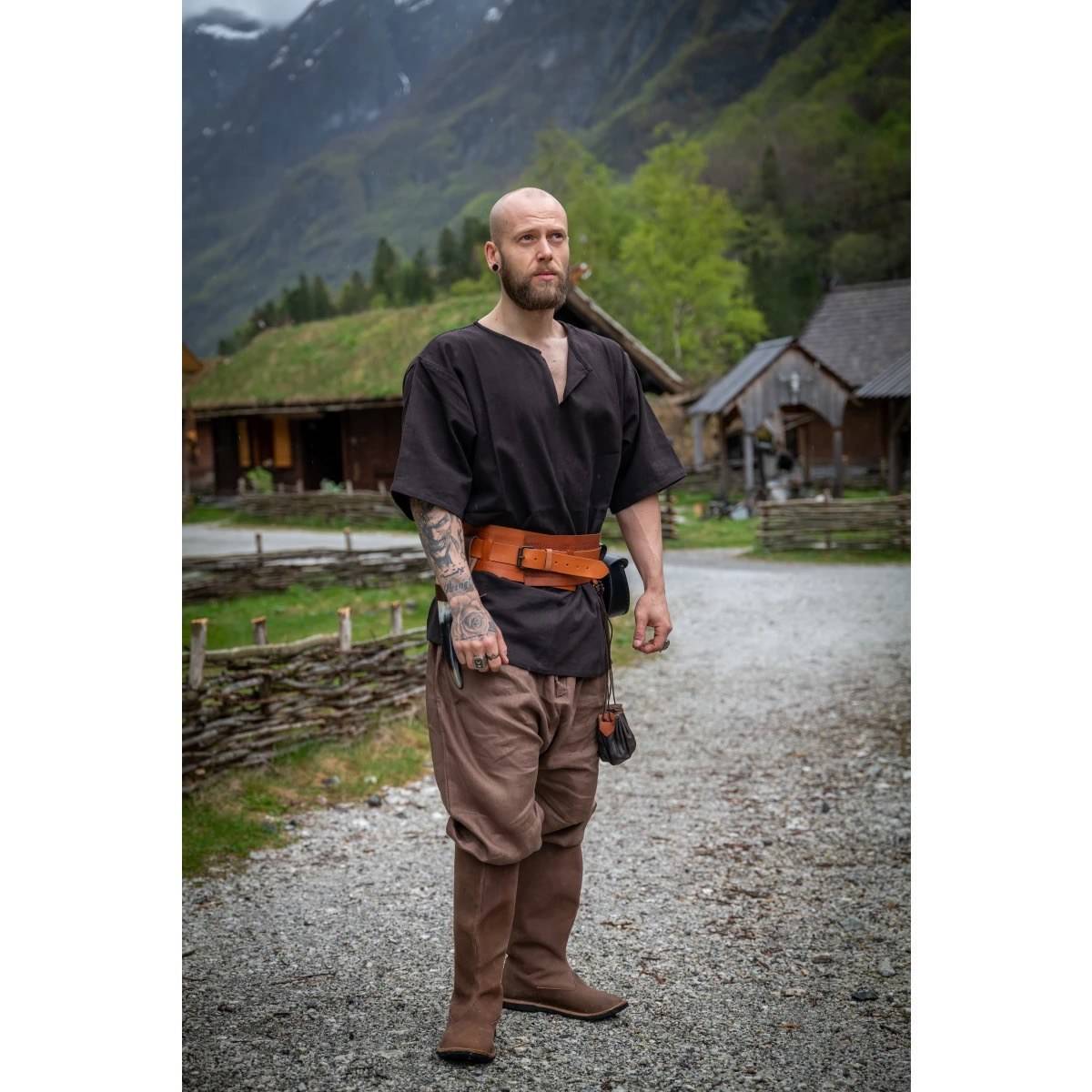 Wikinger Kurzarmtunika in Schwarz
