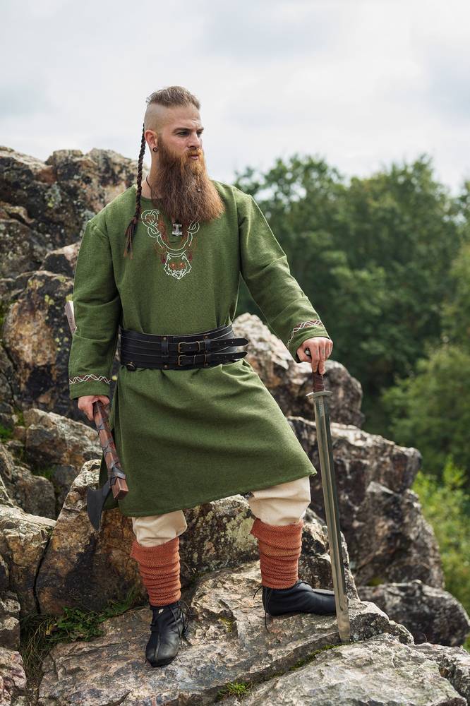 Wikinger Wadenwickel Satz in Gradmotiv und Orange
