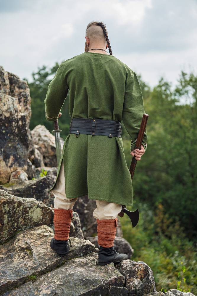 Wikinger Wadenwickel Satz in Gradmotiv und Orange