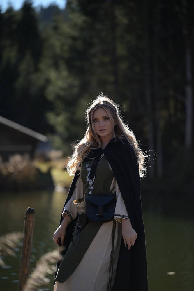 Viking Dames Overkleed in Groen in Katoen