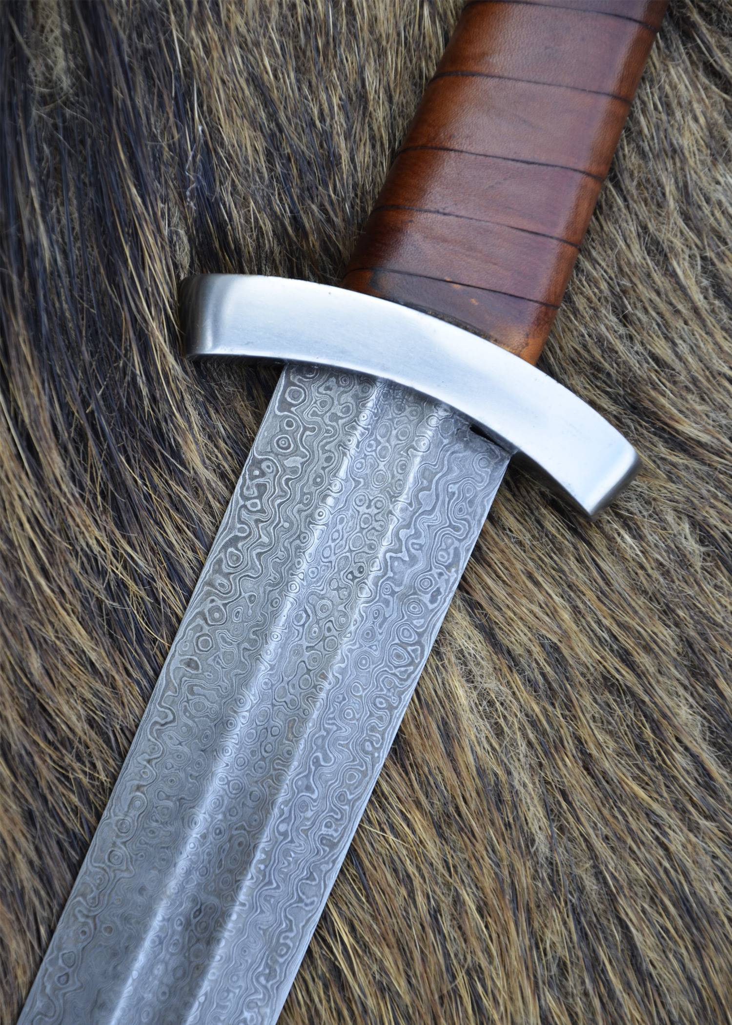 Viking Zwaard Godfred Damaststaal 8e eeuws (deco)
