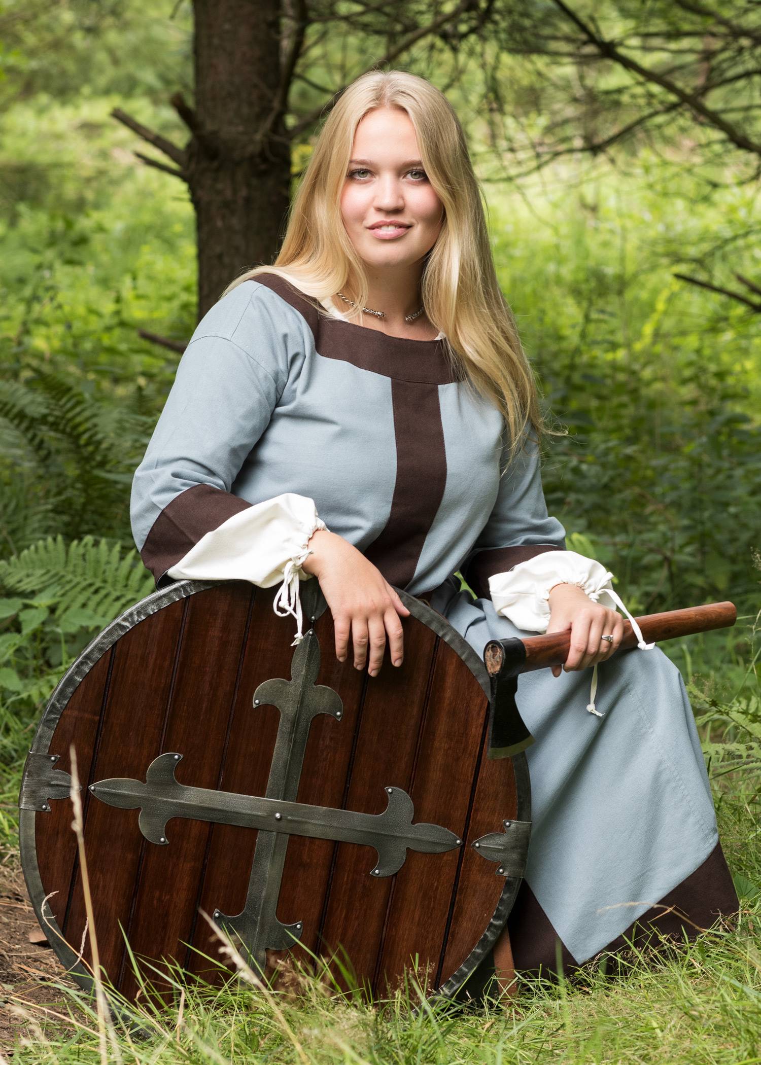 Wikinger, Frühmittelalterliches Kleid in Blaugrau/Braun aus den 6Jh.-9Jh.