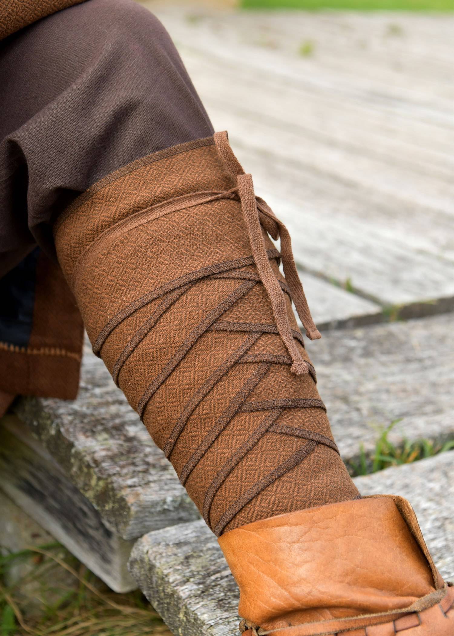 Viking Beenwikkels van 100% wol, ruitkeperbinding, bruin/bruin