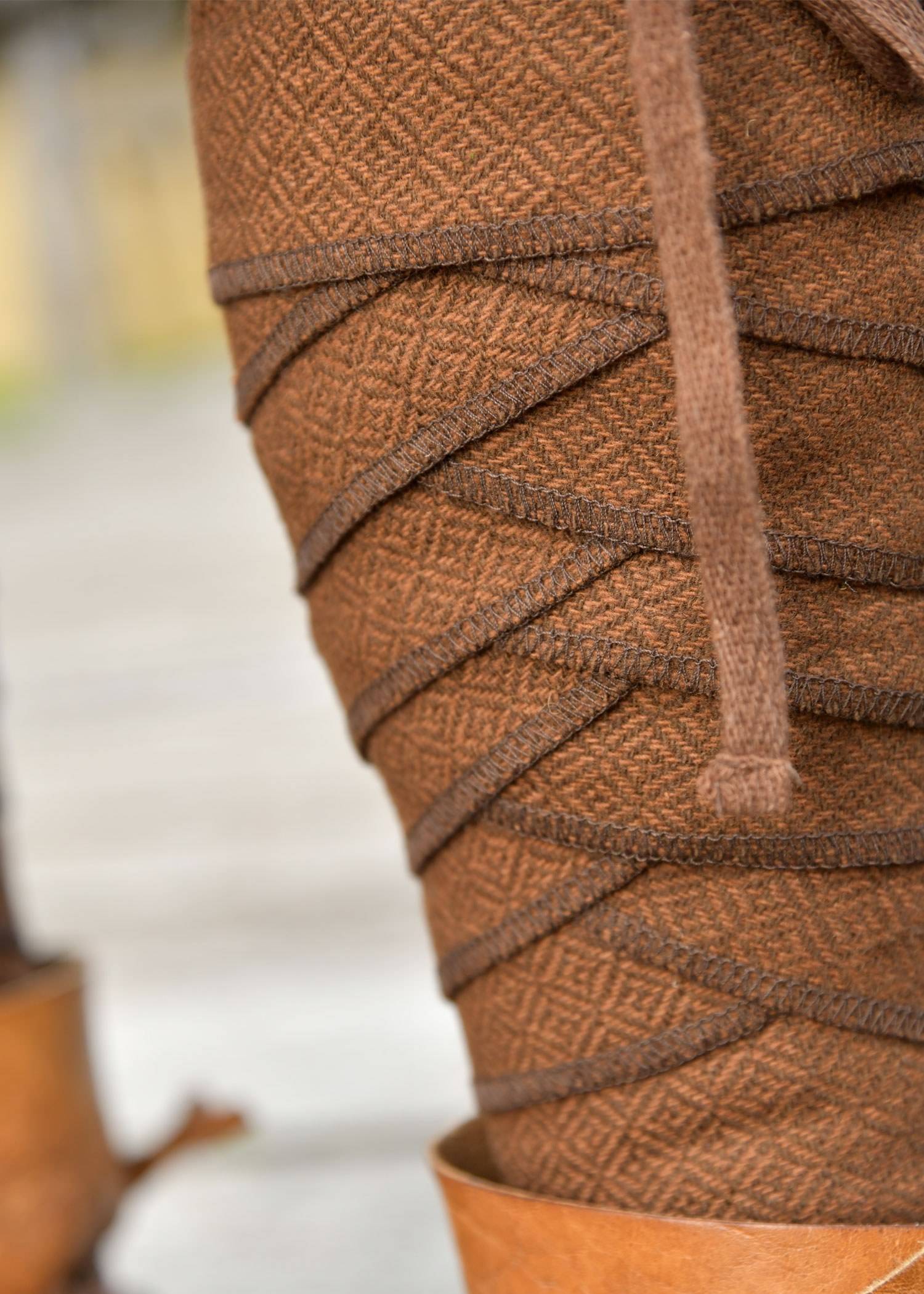 Viking Beenwikkels van 100% wol, ruitkeperbinding, bruin/bruin
