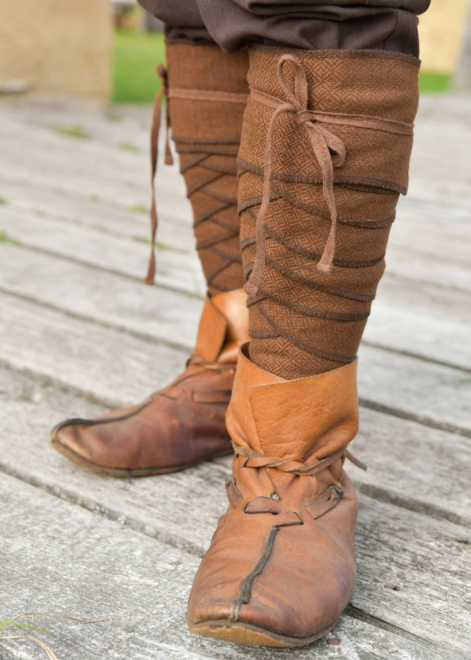 Viking Beenwikkels van 100% wol, ruitkeperbinding, bruin/bruin