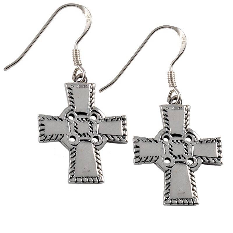 Wikinger Kreuz Ohrhänger in Silber