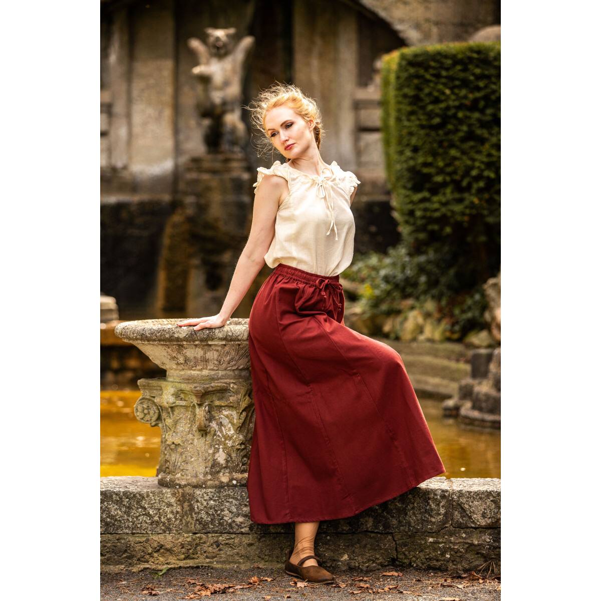 Middeleeuwse Dames Rok in Rood